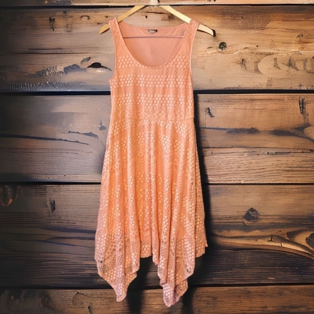 Torrid Blush Pink Lace Handkerchief Hem Midi Dress 00 M/L